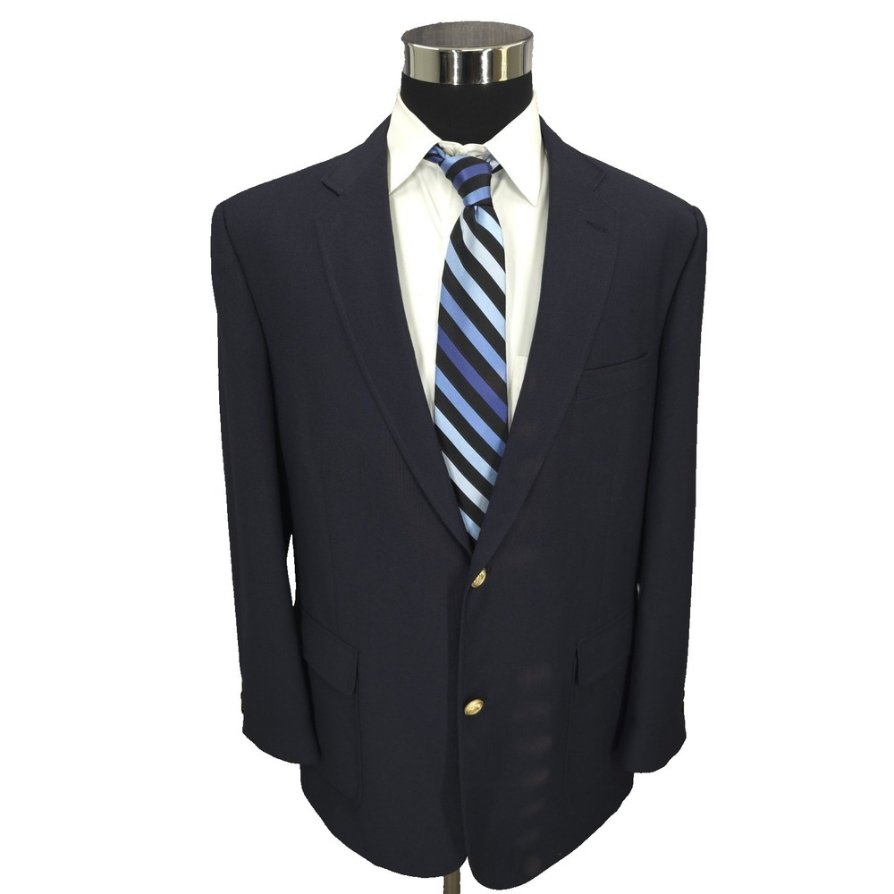 David Taylor Sports Coat Mens 42 L Blue Blazer Jacket‎ Business 2 Gold Buttons
